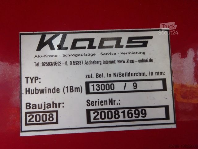 Remorcă  KLAAS-ALU-Kran K20/30 TS Anhänger 30 Meter