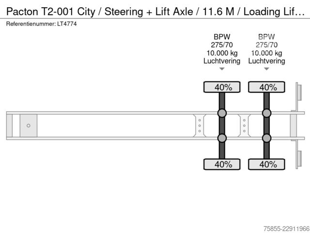 Schiebeplanen Pacton T2-001 City / Steering + Lift Axle / 11.6 M / L...