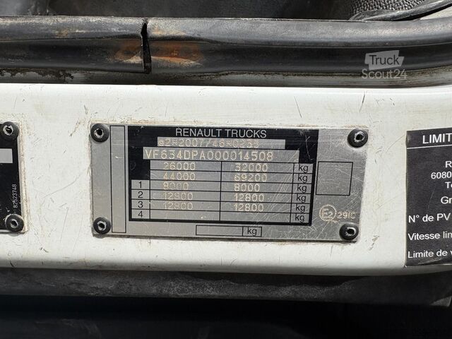 Platform trailer Renault Kerax 380 6x4 Full Steel / Hiab 166B-3 / Remote...