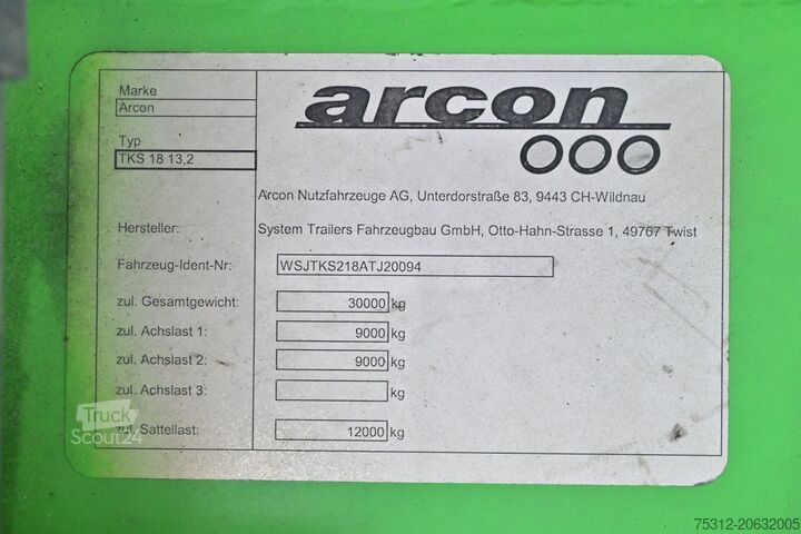 Auflieger  Arcon  TKS18 ThermoKing SLXe 400 Rohrbahnen
