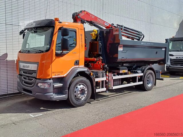 Konteineru pārvadāšana (kabeļu sistēma) DAF LF 290 FA Fassi F125A.2.23 XE-Dynamic + HYVA 12...