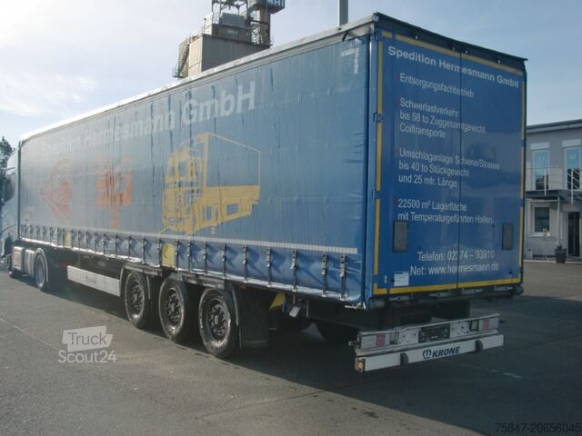 Pótkocsi platóval és ponyvával Krone SDP 27 Coil 8.600 bahnverladbar