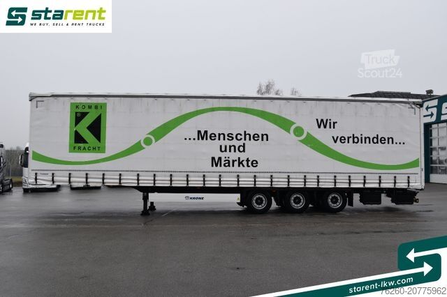 Atvērta puspiekabe ar tentu KRONE Megatrailer Hubdach Liftachse Safe Curtain