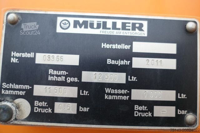 Vakuumtanktankvogn MAN 26.340 TGM 6x2, Müller VM F120 KH, Pumpe,Gelenkt