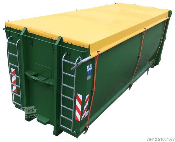 Conteneur à benne amovible A1 Container ECOLINE 36 m³ - Doppelflügeltür - Rollplane - RAL 6002 Laubgrün - Abrollcontainer