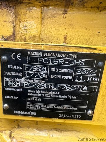 Mini excavator KOMATSU Minibagger PC 16 R 3 HS Schnellwechsler u. GRS