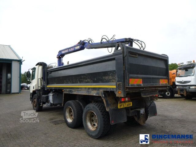 Autokrāna kravas automašīna DAF CF 75.310 6x4 RHD tipper + HMF 1144 K-1 + grapple