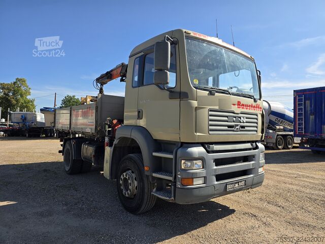 Autocarro ribaltabile MAN TGA 18.410  Kipper mit Kran Palfinger