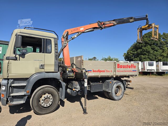 Autocarro ribaltabile MAN TGA 18.410  Kipper mit Kran Palfinger