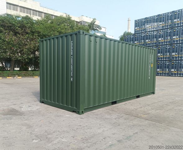 Seecontainer 20 Fuß Seecontainer / Neucontainer / Flaschengrün RAL 6007 / Materiallager