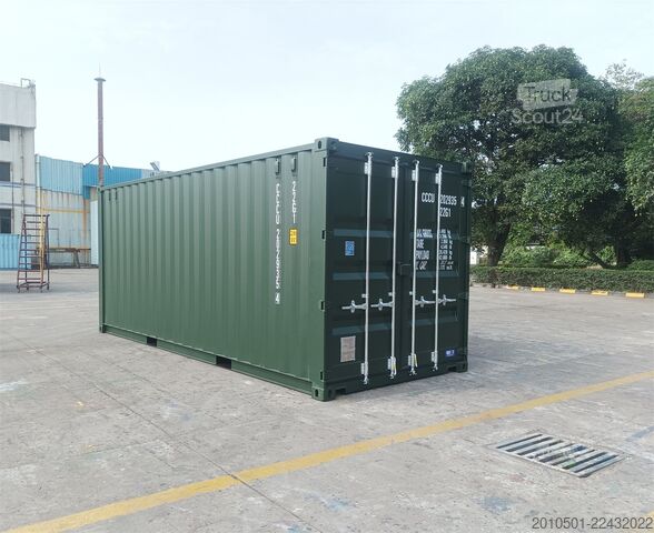 Seecontainer 20 Fuß Seecontainer / Neucontainer / Flaschengrün RAL 6007 / Materiallager