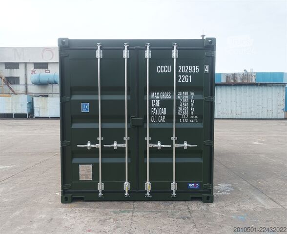 Seecontainer 20 Fuß Seecontainer / Neucontainer / Flaschengrün RAL 6007 / Materiallager