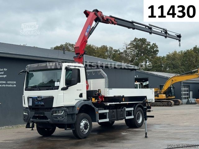 Grue montée sur camion MAN TGM TG3 18.320 4x4 HMF Ladekran Pritsche
