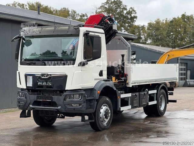 Grue montée sur camion MAN TGM TG3 18.320 4x4 HMF Ladekran Pritsche