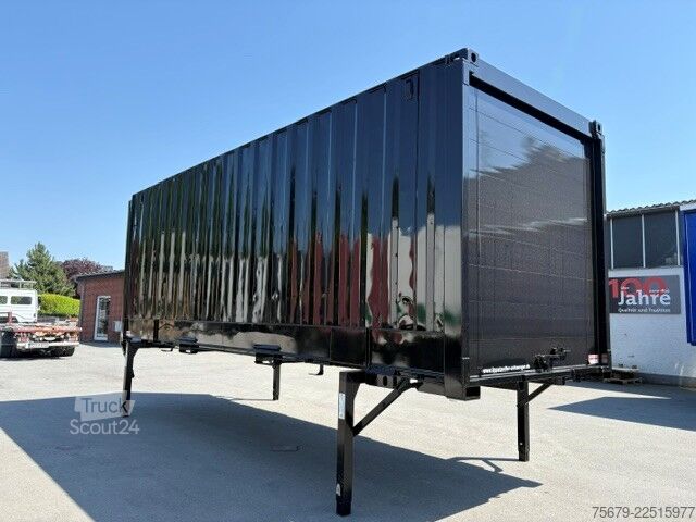 Wissellaadbak met boxstructuur  BDF-System 7.450 mm lang, Heck Alu-Rolltor, LACK NEU in schwarz!