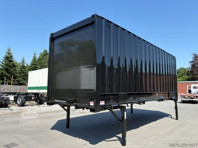 Wissellaadbak met boxstructuur  BDF-System 7.450 mm lang, Heck Alu-Rolltor, LACK NEU in schwarz!