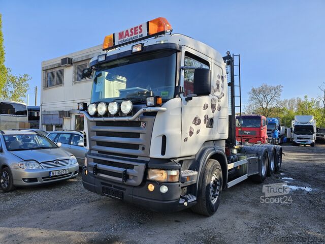 Kanca kasalı yük kamyonu (roll-off) SCANIA R480LB 8X4*4HHA MOTORSCHADEN! 3-Pedal J