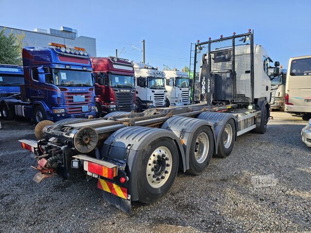 Kanca kasalı yük kamyonu (roll-off) SCANIA R480LB 8X4*4HHA MOTORSCHADEN! 3-Pedal J