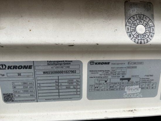 Фургон-полуприцеп KRONE SE/DA03  DRYLINER 1-ACHS KOFFERAUFLIEGER, DOPPELSTOCK, HECKABSTüTZUNG