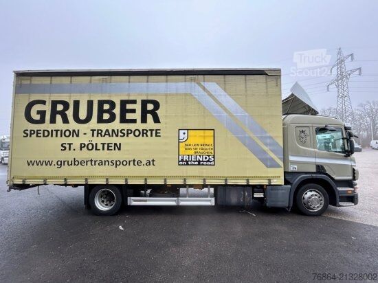 شاحنة بمسطحة ومشمع SCANIA P 250 4X2, EDSCHA-VERDECK, VOLL-LUFT, E6, JUMBO