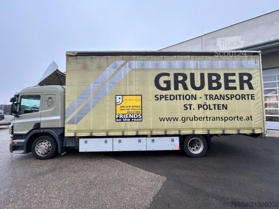 شاحنة بمسطحة ومشمع SCANIA P 250 4X2, EDSCHA-VERDECK, VOLL-LUFT, E6, JUMBO