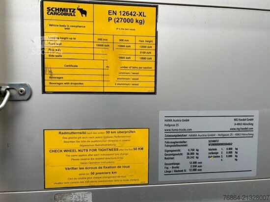 مقطورة نصفية مفتوحة مع قماش مشمع SCHMITZ SCB S3T, VARIOS, LIFTACHSE,  EDSCHA-VERDECK