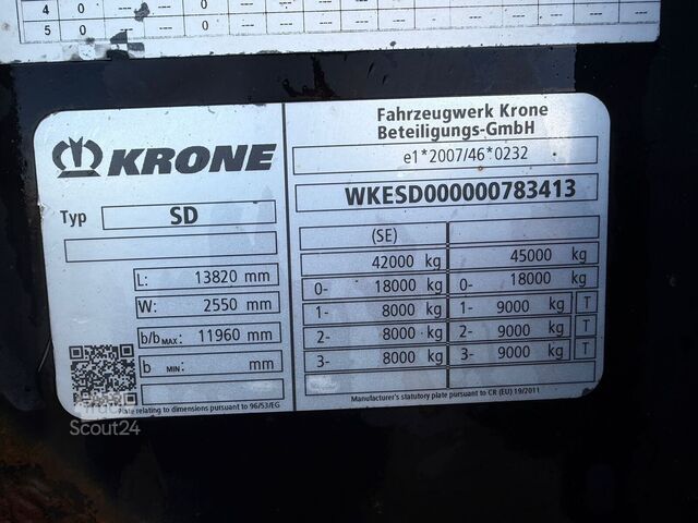 Płaska skrzynia Krone SD NACZEPA