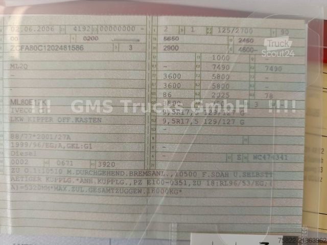 Wywrotka dostawcza IVECO Eurocargo 80E17 / Meiller / AHK / load 2,9ton