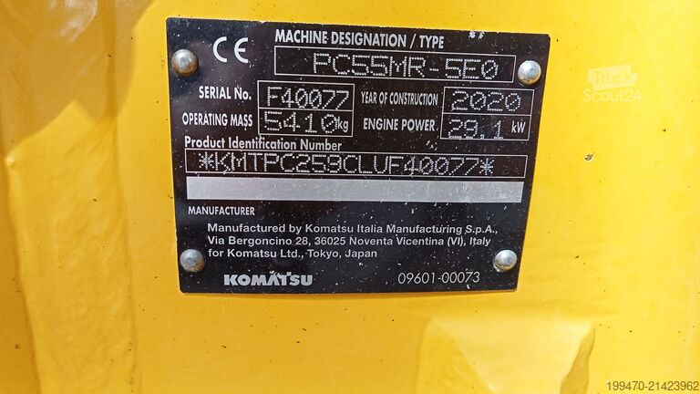 Mini-escavadora < 7t Komatsu PC55MR-5E0 with 3 buckets