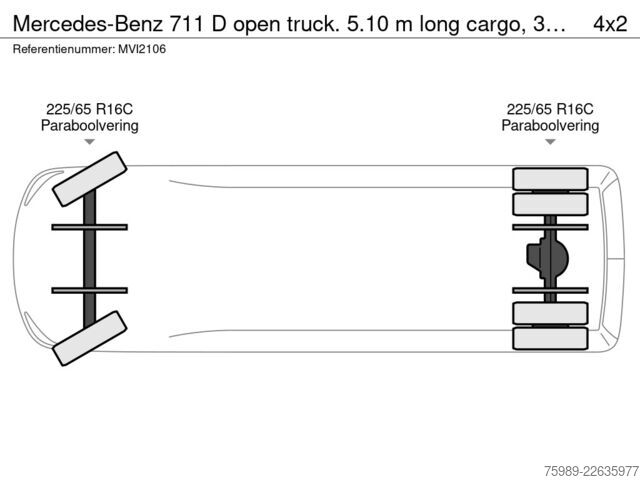 Πλατφόρμα φόρτωσης Mercedes-Benz 711 D open truck. 5.10 m long cargo, 3 seats. V...