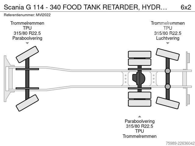 Танкер Scania G 114 - 340  FOOD TANK RETARDER,  HYDRAULIC, PTO