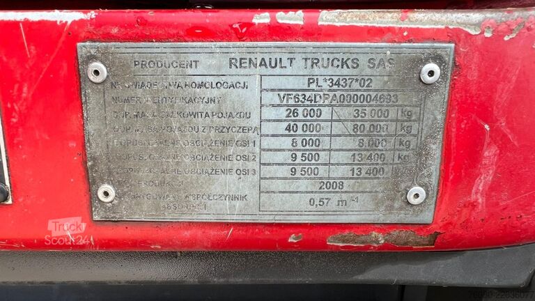 Kabinli şasi Renault Kerax 450 DXI (BOITE MANUELLE / LAMES / GRAND P...