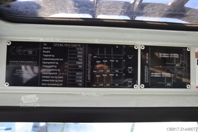 Chariot élévateur latéral BAUMANN DFQ 80 L. 75/14-12/48 TR / Freihub / 7,5 to