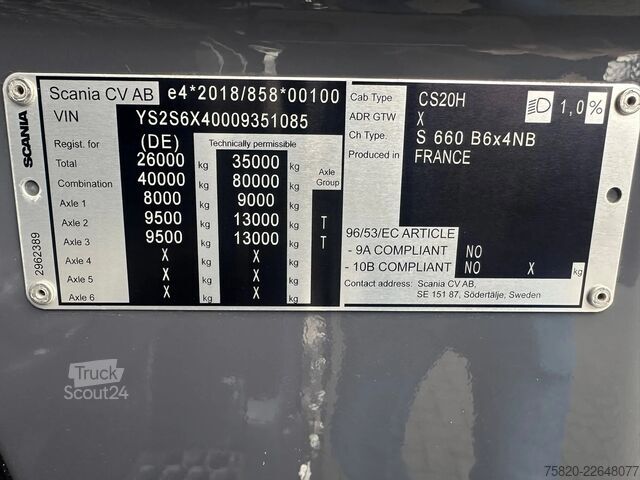 Haakarmsysteem Scania S660 V8 6X4 B6X4 NB HAAKARM/ABROLLER/CONTAINERS...