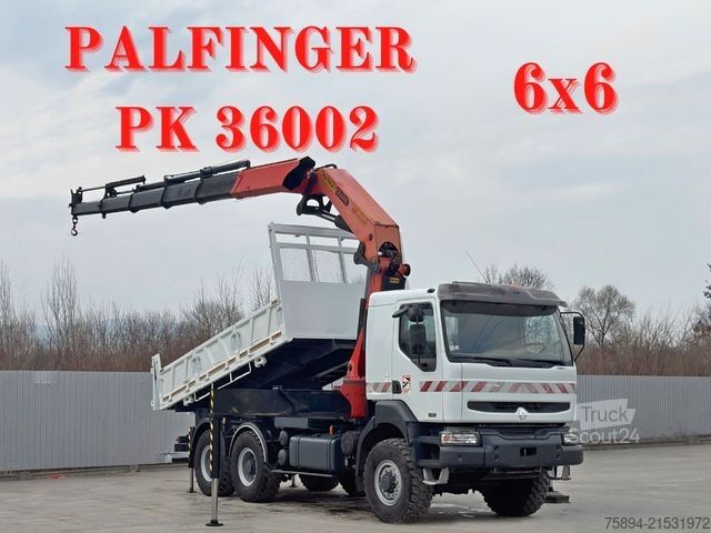 Γερανός τοποθετημένος σε φορτηγό RENAULT KERAX 420 DCI* PK 36002/FUNK * 6x6 * TOPZUSTAND