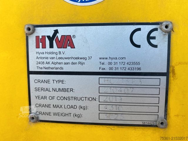 Żuraw samochodowy DAF XF 530 FAN 6X2 Baustoffpritsche mit HYVA HC213E3