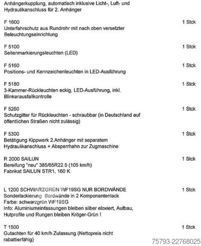 Kippanhänger Kröger 18to Interne Nr. 40763