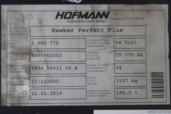 Baterija za viljuškar HAWKER 48 Volt 5 PzS 775 Ah