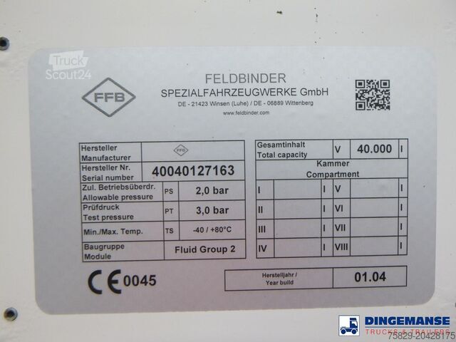 Танк Feldbinder Powder tank alu 40 m3 / 1 comp