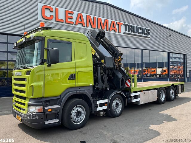 Vrachtwagen met kraan Scania R 420 8x2 manual Palfinger 85 Tonmeter laadkraa...