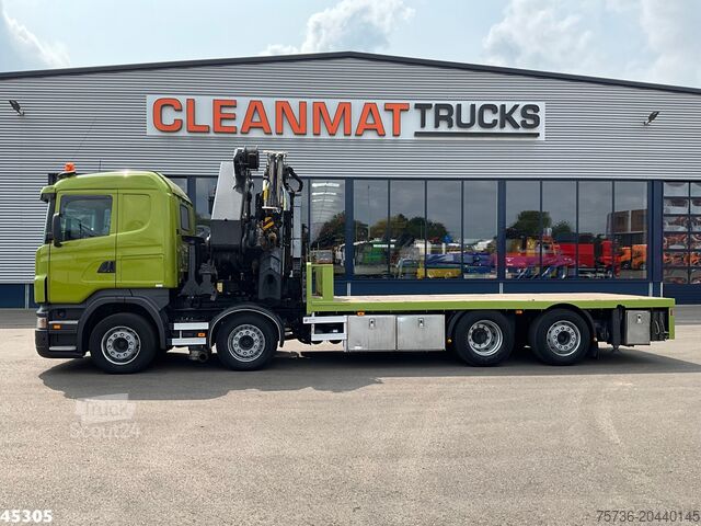 Vrachtwagen met kraan Scania R 420 8x2 manual Palfinger 85 Tonmeter laadkraa...