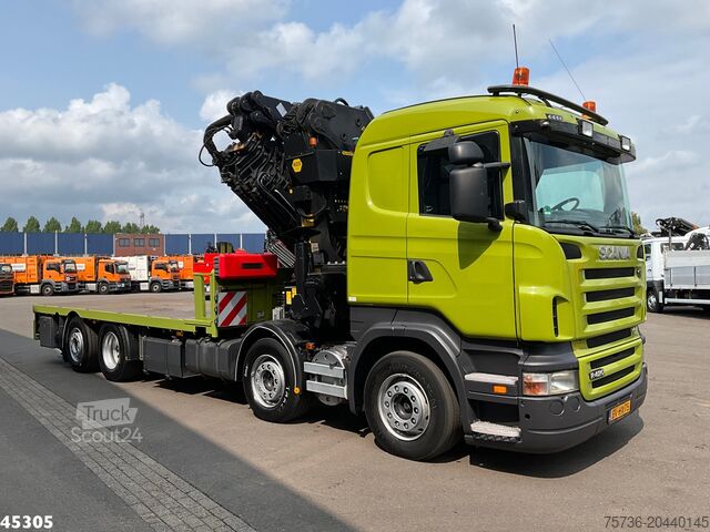 Vrachtwagen met kraan Scania R 420 8x2 manual Palfinger 85 Tonmeter laadkraa...