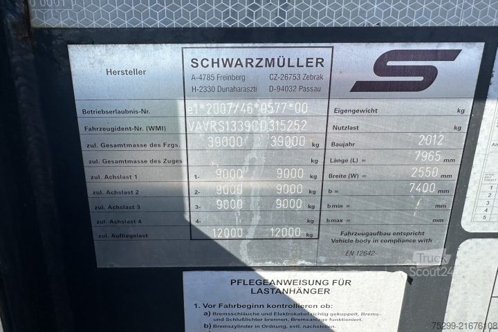 Swap body semitrailer Schwarzmüller SPA 3/E Containertransport / Swiss-Vehicle