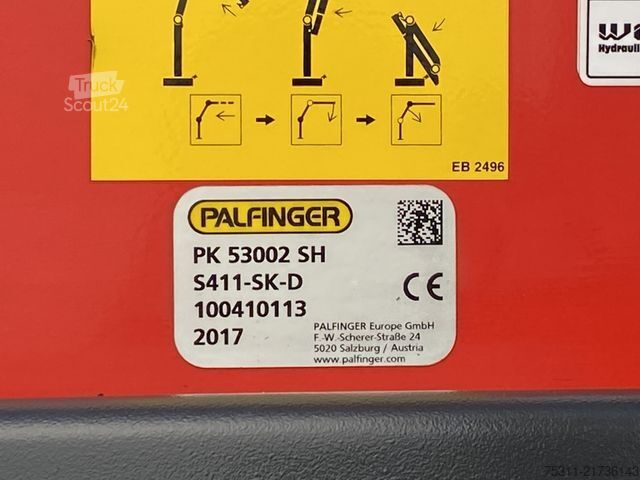Kravas automašīnai uzstādīts celtnis MAN TGX 26.480 LL Palfinger PK 53002SHB aus 2017