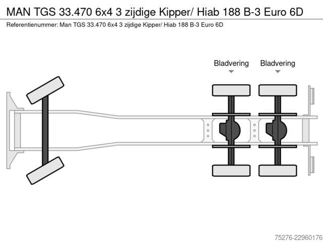Benne à 3 côtés MAN TGS 33.470 6x4 3 zijdige Kipper/ Hiab 188 B-3 E...