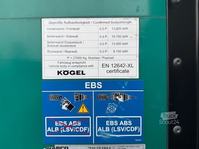 Atvērta puspiekabe ar tentu KÖGEL 3 Achs MEGA Staplerhalterung Liftachse SAF