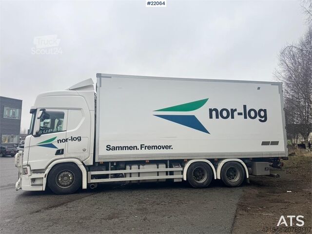 Box body Scania R660 6x4 box truck with refrigeration/freezer unit