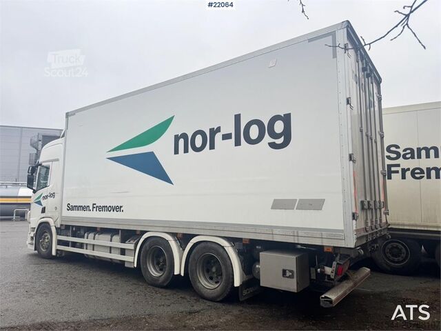 Box body Scania R660 6x4 box truck with refrigeration/freezer unit