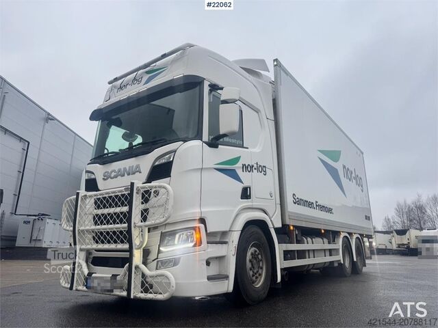 Box body Scania R660 6x4 box truck with refrigeration/freezer unit