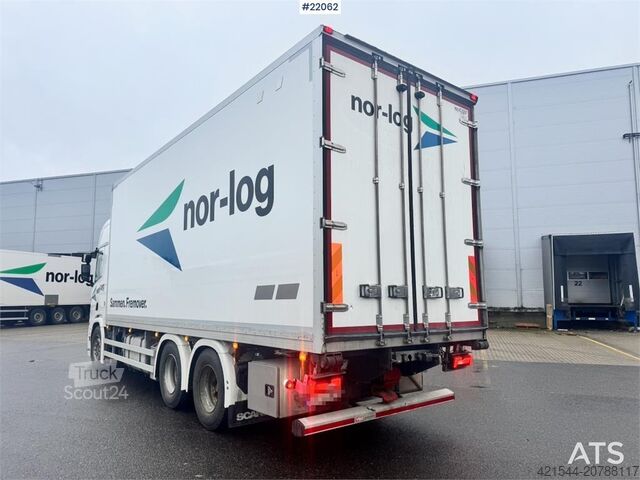 Box body Scania R660 6x4 box truck with refrigeration/freezer unit
